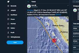 Bmkg catat 646 kali gempa bumi terjadi di indonesia sepanjang januari 2021 dalam berbagai magnitudo dan kedalaman. Gempa Bumi M 6 0 Dirasakan Di Padang Dan Bengkulu