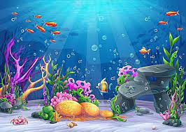 Vector Cartoon Ocean Underwater World Background Material Underwater Cartoon Ocean Underwater Under The Sea Background