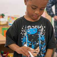 Kaiden Flamer, a four-year old student at the Child