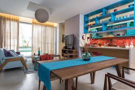 From modern to eclectic and contemporary dining room includes: Vibrant Kitchen Design With Azure Blue And Red Orange Theme Idesignarch Interior Design Architecture Interior Decorating Emagazine