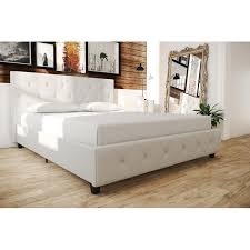 This comfortable platform bed is designed to infuse trend setting style and comfort with functionality and durability. Dhp Dakota Upholstered Platform Bed Full Size Frame White Walmart Com Walmart Com