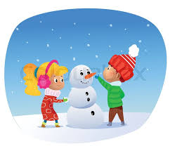 House and trees in snow, sidewalk, colorful fires. Vector Illustration Of Cartoon Kids Stock Vector Colourbox