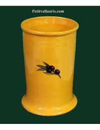 Porte Ustensiles En Faience Pour La Cuisine De Couleur Jaune Provencal Decor Olives Noires