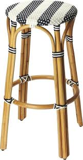 Black And White Rattan Bar Stools Tobias Blue White Rattan Bar Stool Blue Furniture Furnishings Rattan Counter Stools Counter Stools Backless Bar Stools