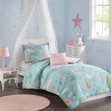 See your favorite queen set comforters and white comforter sets discounted & on sale. Full Queen Darya Printed Mermaid Comforter Set Micro Fiber Aqua Pink Mi Zone Kid