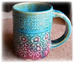 Bir Guzel Turkuaz Mor Tatli Dantel Kunye El Yapimi Seramik Kupa Pottery Handmade Ceramics Mugs