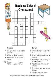 Back To School Crossword Word Puzzles For Kids Crossword Puzzles For Kids