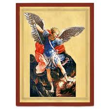 Oltre a san michele, la chiesa ricorda nello stesso giorno gli la sacra scrittura indica le particolari missioni degli arcangeli: Icona San Michele Arcangelo In Legno E Foglia Oro Artesacrashop Com Dimensioni Cm 7 X 5 5
