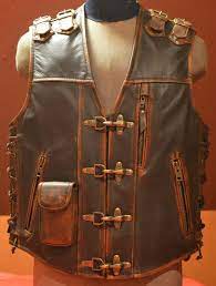 Biker Vest Handmade Genuine Leather 1 6mm Brown Leather With Abrasion Effect Mens Leather Vest Leather Vest Biker Vest