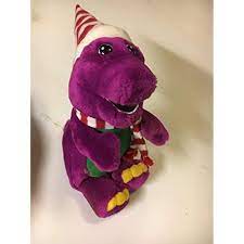 Plush 10 Christmas Barney The Dinosaur With Santa Hat And Scarf Click Image For More Details This Barney The Dinosaurs Dinosaur Teddy Bear Stuffed Animal