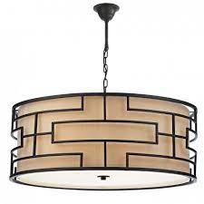 From white ceiling fans and black ceiling fans to brushed nickel and bronze, factor in color with design to achieve the perfect look for your space. Large Art Deco Drum Pendant Ceiling Light Bronze With Linen Shade