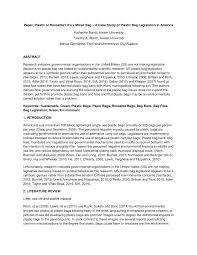 Pdf Paper Plastic Or Reusable It S A Mixed Bag A Case Study Of Plastic Bag Legislation In America