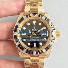 Diamonds with warm tones look wonderful in yellow gold. Submariner Date 116618 Ln Bpf Yellow Gold Diamonds Black Dial Swiss 2836