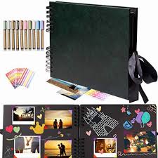 Available in blue or pink. Amwoke Scrapbook Photo Album With Black 80 Pages 40 Sheets Photo Memory Book Collection Album For Baby Shower Bridal Shower Wedding Guest Anniversary With 10 Pcs Marker Pens 10 7x7 99 Inch