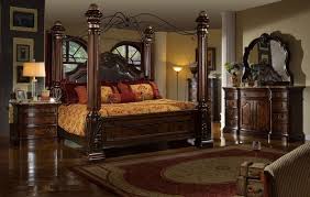 4 poster bed sets :: Mc Ferran B6005 5 Pc Astoria Grand Tuscan Ii Medium Finish Wood Four Poster Canopy Queen Bedroom Set