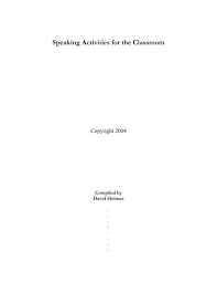 Speaking Activities For The Classroom Noblepath