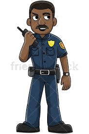 Black Police Officer Talking On Radio Vector Cartoon Clipart Friendlystock Police Officer Police Cartoon Clip Art
