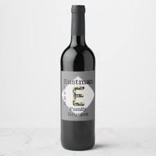 Black And Bruised Wine Elegant Family Reunion Antique Letter E Monogram Wine Label Zazzle Com Wine Label Family Reunion Wine Label Design