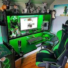 Pc Builds Gaming Pc On Instagram Would You Choose This Green Theme Follow Supergamingpc For Daily Video Game Room Design Gaming Setup Gaming Room Setup