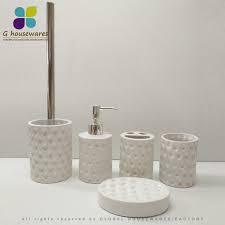 Add the finishing touch to any bathroom with the culver bath accessories collection from kassatex, featuring a ceramic ground. Ceramic Bath Set Bathroom Accessories Set Soap Dispenser Toilet Brush Holder China Soap Dispenser And Lotion Dispenser Price Made In China Com