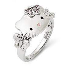 Sterling Silver Hello Kitty Ring With Swarovski Elements Size 6 Hello Kitty Shoes Hello Kitty Jewelry Kids Rings