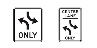 This lane is reserved for vehicles carrying at least two or more persons as noted on the sign. Two Way Left Turn Only Signs Driversprep Com