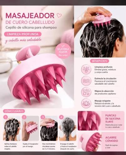 💖 Mimá tu cuero cabelludo todos los días 💖 Cepillo masajeador de silicona  suave, ideal para lavar el cabello, estimular la circulación y disfrutar de  un masaje relajante mientras te bañás 🫧💆♂️