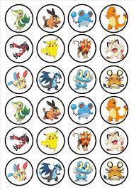 24 Pokemon Edible Premium Thickness Sweetened Vanilla Wafer Rice Paper Cupcake Toppers Decorations Pokemon Birthday Party Pokemon Printables Pokemon Birthday