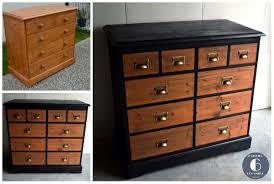 Commode Pin Meuble De Metier 10t Noir Graphite Lasure L Atelier 6 De Camille Meuble En Pin Commode En Pin Relooker Meuble
