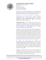 LAKEWOOD CITY COUNCIL AGENDA Monday, October 2, 2023 7:00 P.M. City of  Lakewood 6000 Main Street SW Lakewood, WA 98499 Residen