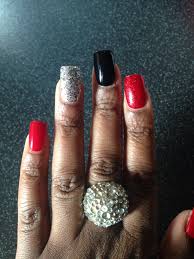 Red Black And Silver Glitter Nails My Nails Red Black And Silver Red And Silver Nails Red Nails Dance Nails