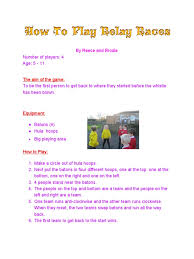 Each relay team will consist of 5 people, all being at least 12 years of age on race day. How To Play Relay Races For Kids Sports