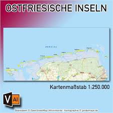 Es umfasst 7'300 km 2 wattflächen und rinnen. Ostfriesische Inseln Ubersichtskarte Vektorkarte Grebemaps Kartographie