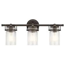 Kichler Brinley 3 Light Bronze Farmhouse Vanity Light Lowes Com Farmhouse Vanity Lights Bath Vanity Lighting Farmhouse Vanity