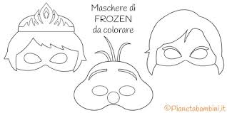 Maschere Di Elsa Anna E Olaf Di Frozen Da Colorare Disegno