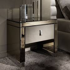 Modern Mirrored Alligator Embossed Leather Bedside Table Juliettes Interiors Leather Bedside Table Contemporary Side Tables Side Tables Bedroom
