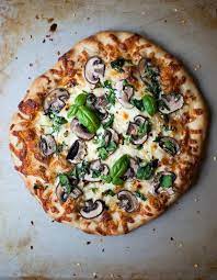 Mushroom Garlic Spinach Pizza Recipe Spinach Pizza Homemade Pizza Stuffed Mushrooms