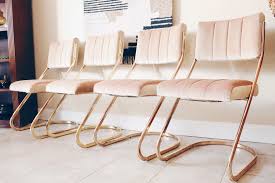 Light Pink Brass Cantilever Chairs And Brass Table With Etsy Cantilever Chair Vintage Dining Set Chair