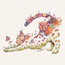 Now we have our template, let's move onto the first animal, the queen of the internet, the cat. Artist Combines Animals With Flowers In Colorful Watercolor Paintings