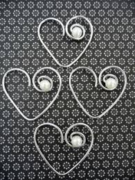 4er Set Alu Herz M Perle Tischdeko Streuelemente Schmucken Verzieren Hochzeit Kupferdraht Art Draht Handwerk Herz Basteln
