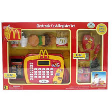 Just Like Home Mcdonald S Cash Register 10 Piece Playset Toys R Us Toys R Us 24 99 Cash Register Toy Cash Register Playset