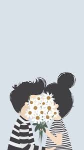 Sweet Couple Find More Super Cute Kawaii Wallpapers For Your Iphone Android Prettywallpaper Seni Gif Seni Seni Anime