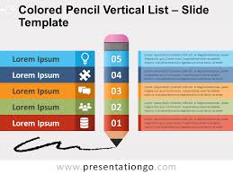 Colored Pencil Vertical List For Powerpoint And Google Slides