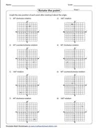 These worksheets introduce your beginning geometry students to the concept of rotations using rotation is turn around in a circle on a center. Rotation Worksheets