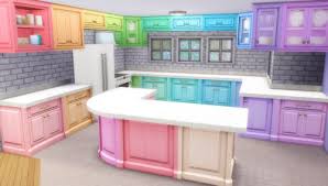 Super Colorful Berry Counter Recolors Of A Basegame Kitchen By Noodles Sims House Sims 4 Sims 4 Cc Furniture