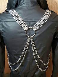 Biker Chain Biker Jacket Chain Punkrock Body Chain Shoulder Chain Goth Punk Chrome Chain Harness Leather Jacket C Biker Chain Body Chain Shoulder Chain