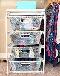 With a couple of temporary hooks and the knallbåge hanging organizer ($5.99), you can turn the back of a door or a skinny blank wall into a storage opportunity. Pretty Wire Mesh Drawers For Folded Clothes In A Closet Closet Organizer With Drawers Diy Bedroom Storage Diy Clothes Storage