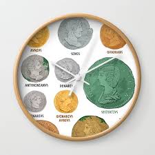 Roman Coin Chart Wall Clock By Flaroh