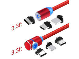 Luom Magnetic Usb Charging Cable Micro Usb Type C Lighting With Led Multi 3 In 1 Cable Charger For Android Phone Multiple Charging Adapters Fast Charge 2 Pack 3 3ft Red Newegg Com