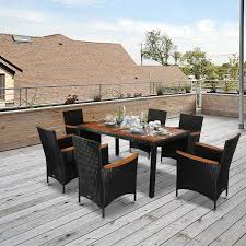 Check spelling or type a new query. Patio 7 Piece Dining Set Table Umbrella Hole Resin Wicker Seat Cushion Glass Top For Sale Online Ebay